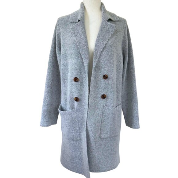 PINK CLOVER Grey Long Cardigan Coatigan Size M - Picture 2 of 14